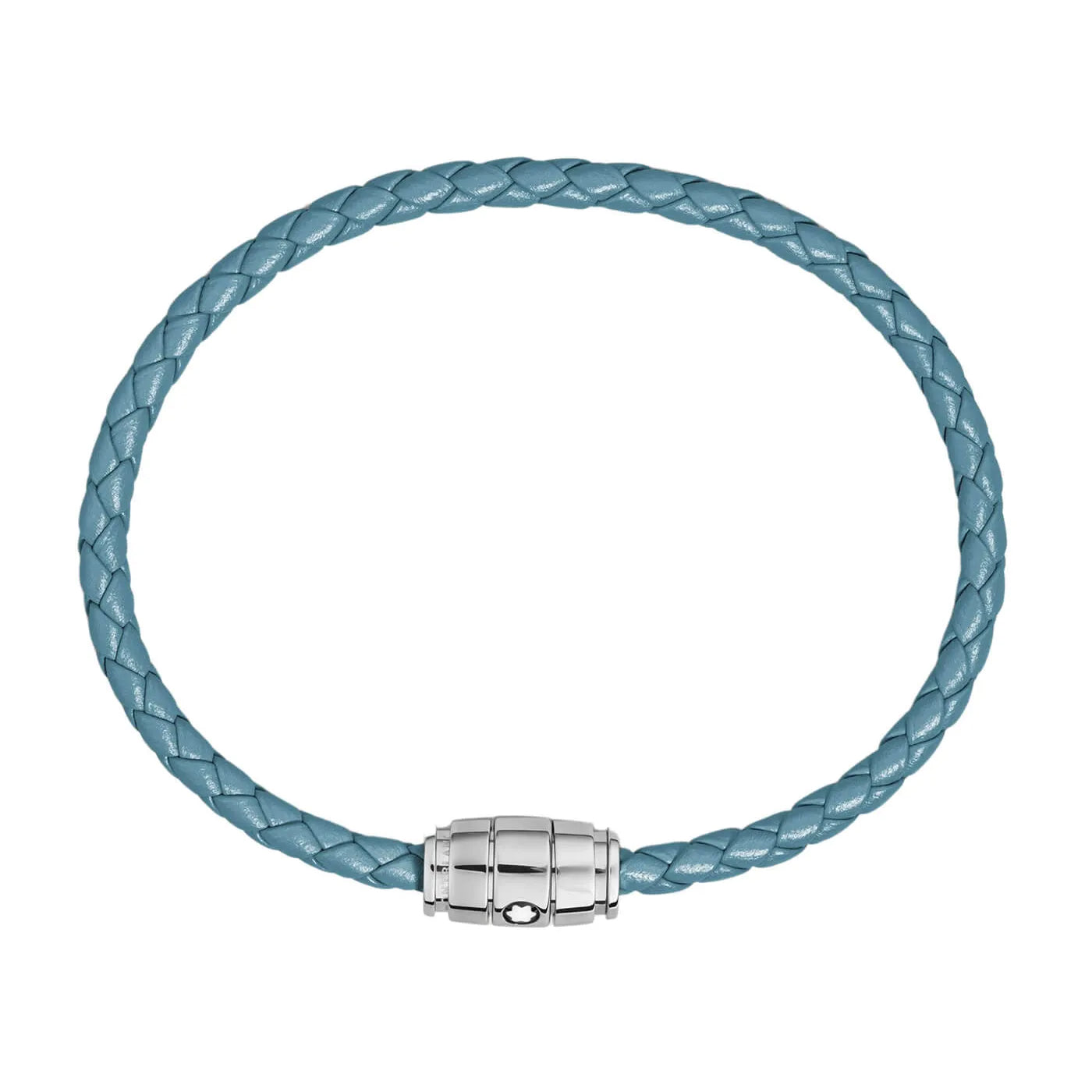 Montblanc Meisterstück Smoked Blue Leather and 3-Ring Steel Bracelet Size L 13429368