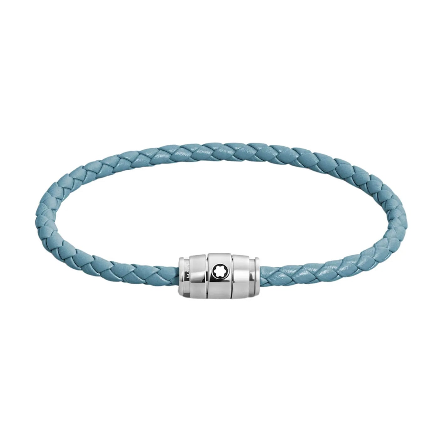 Montblanc Meisterstück Smoked Blue Leather and 3-Ring Steel Bracelet Size M 13429363