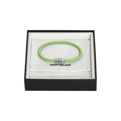 Montblanc Meisterstück Lime 3-ring steel and leather bracelet, size S 13429260