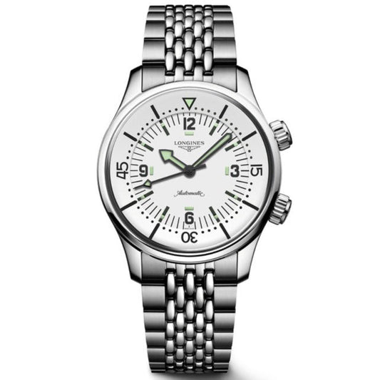 Longines Legend Diver 38毫米白色自动钢表 L3.764.4.99.6