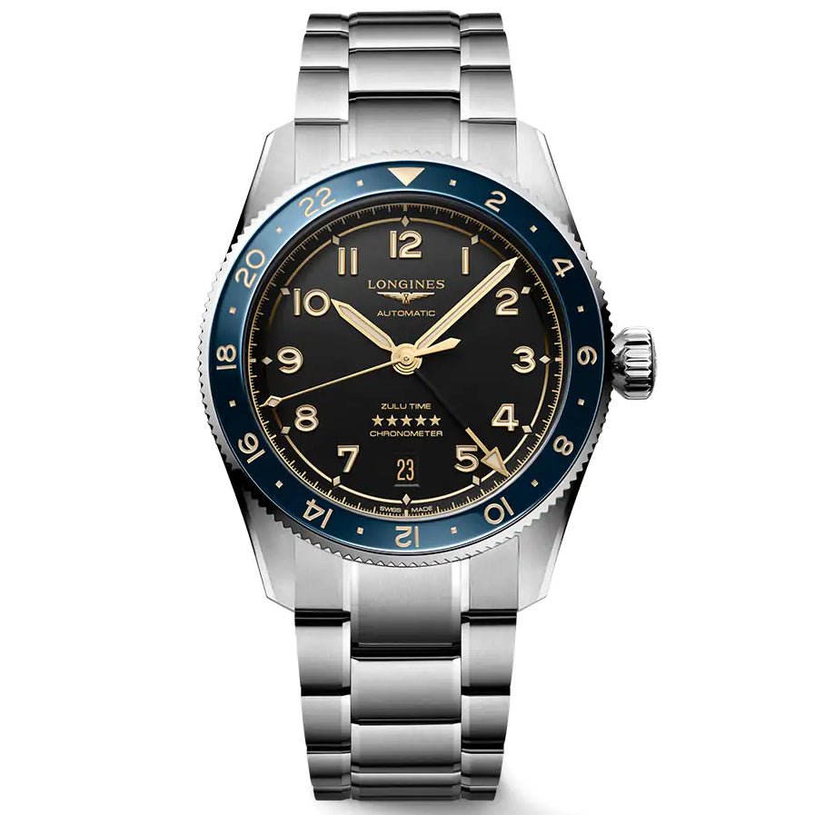 Longines Uhr Spirit Zulu Time 39mm anthrazit Automatik Stahl L3.802.4.60.6