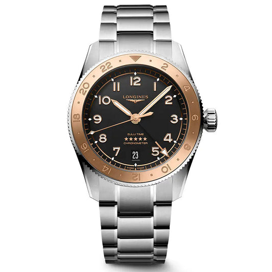 Longines Uhr Spirit Zulu Time 1925 39mm schwarz Automatik Gold Stahl L3.803.5.53.6