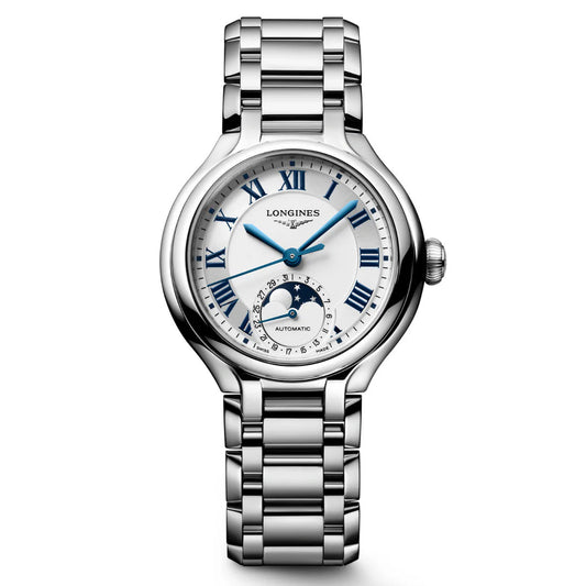 Longines Primaluna Moonphase 34毫米银色自动钢表 L8.126.4.71.6