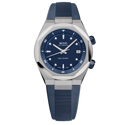 Mido Uhr Multifort 8 Two Crowns 38,4x40mm Blau Automatik Stahl M047.507.17.041.00