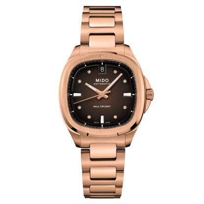 Mido Multifort TV 35mm brown diamonds automatic steel PVD finish watch M049.307.33.296.00