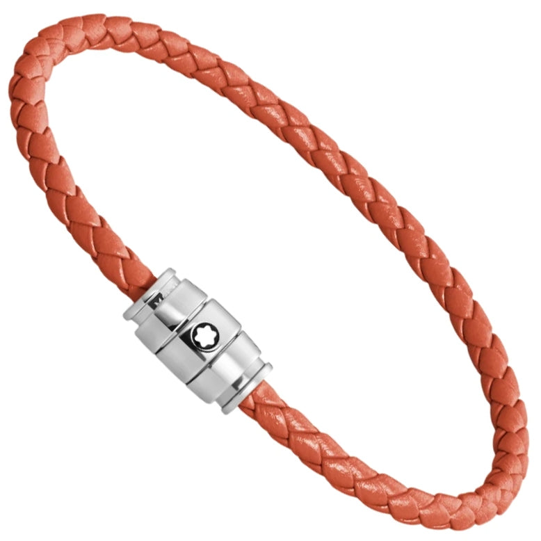 Montblanc 3-ring steel bracelet with Meisterstück Cayenne leather size S 13429160