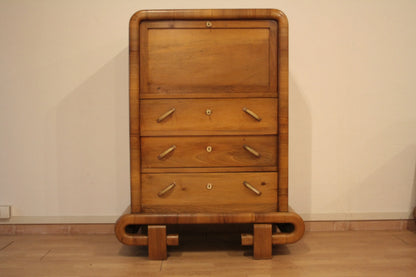 Secretaire mid century modern in noce legno art deco anni 50 con design elegante e funzionale per uso domestico