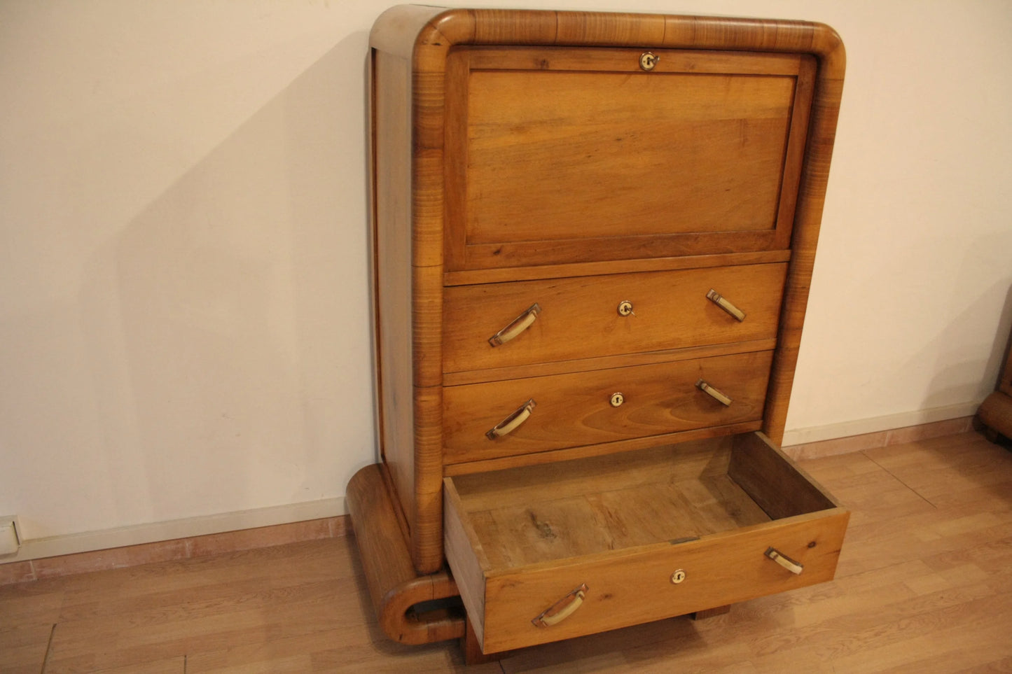 Secretaire in noce mid century modern anni 50 con cassetti stile art deco italiano