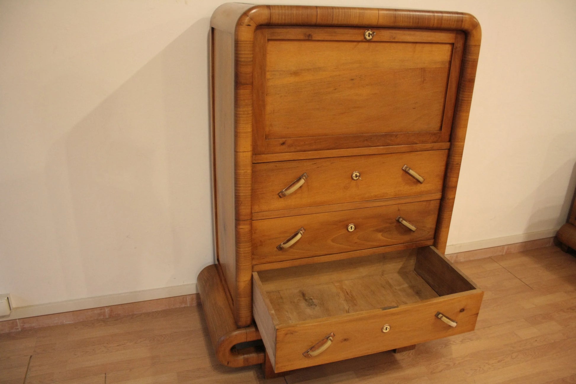 Secretaire in noce mid century modern anni 50 con cassetti stile art deco italiano
