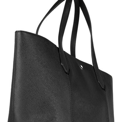 Montblanc borsa tote bag sartorial nero in pelle nera con superficie leggermente testurizzata design minimalista elegante