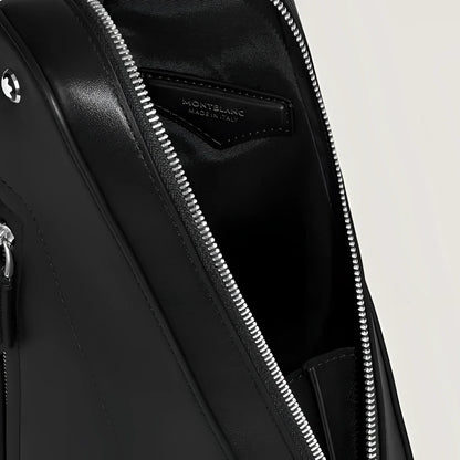 Montblanc borsa a tracolla Soft compatta nera in pelle con tasche esterne offrono spazio e patch interno brandizzato