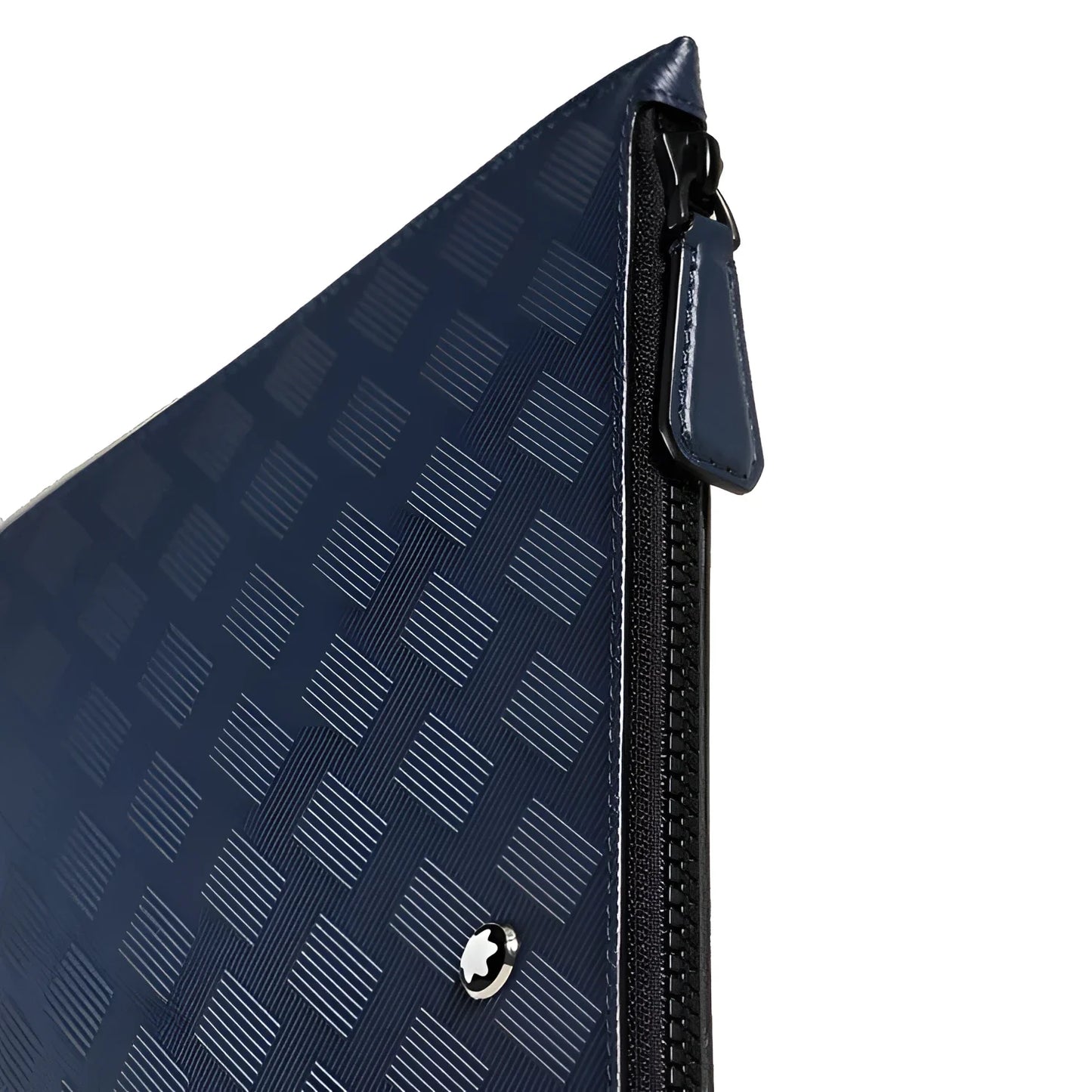Montblanc borsetta astuccio blu inchiostro con zip in pelle e motivo geometrico l’astuccio montblanc extreme elegante