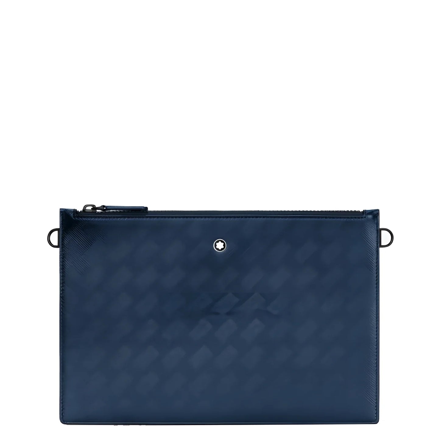 Navy blue textured leather montblanc borsetta astuccio blu inchiostro con logo e zip in argento l’astuccio montblanc extreme 3.0