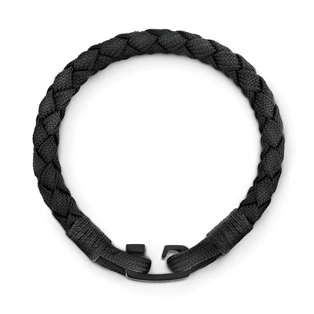 Montblanc bracciale montblanc nero con chiusura a t opaca in metallo e corda intrecciata misura m 130861 63
