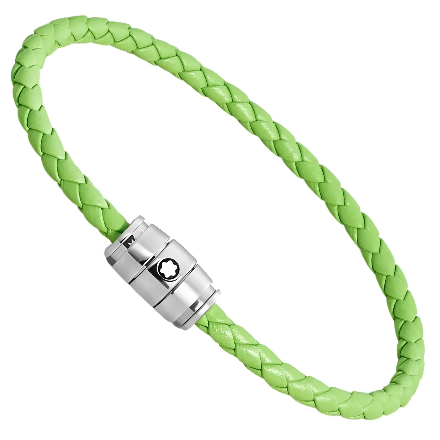 Bracciale montblanc in pelle meisterstück lime intrecciata verde lime con chiusura magnetica in acciaio misura m