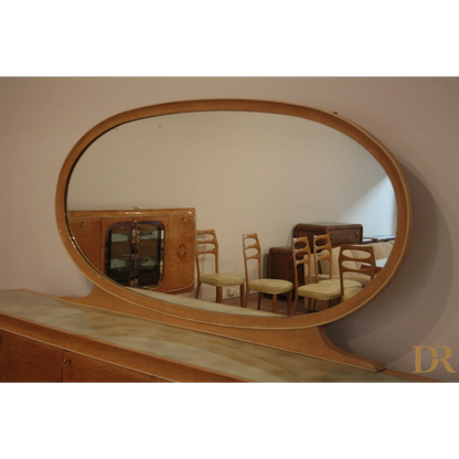 Specchio ovale con cornice in legno del Camera da pranzo Mid-Century Moderna di Vittorio Dassi