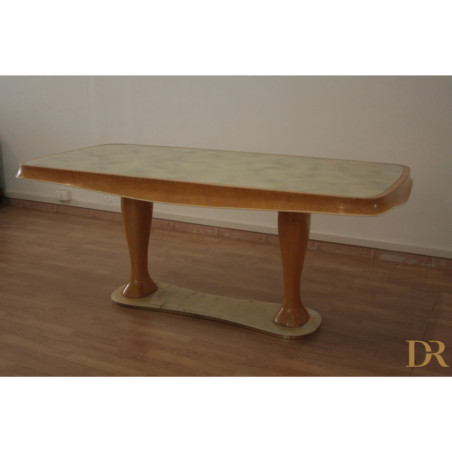 Tavolo rettangolare a due gambe Vittorio Dassi pranzo mid-century moderna Dario Raia Antiquariato