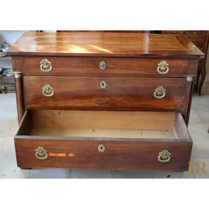 Comò Impero Napoletano vintage in legno con cassetti, perfetto per casa e design