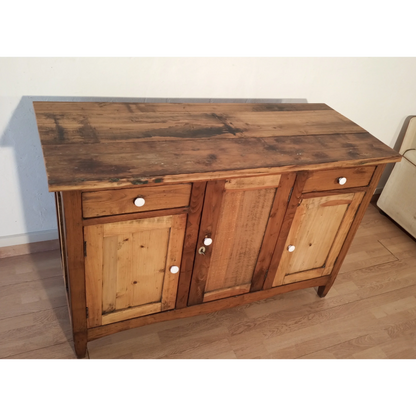 Credenza bassa in pino rustica, Sud Italia, Fine XIX° Secolo