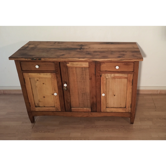 Credenza bassa in pino rustica, Sud Italia, Fine XIX° Secolo