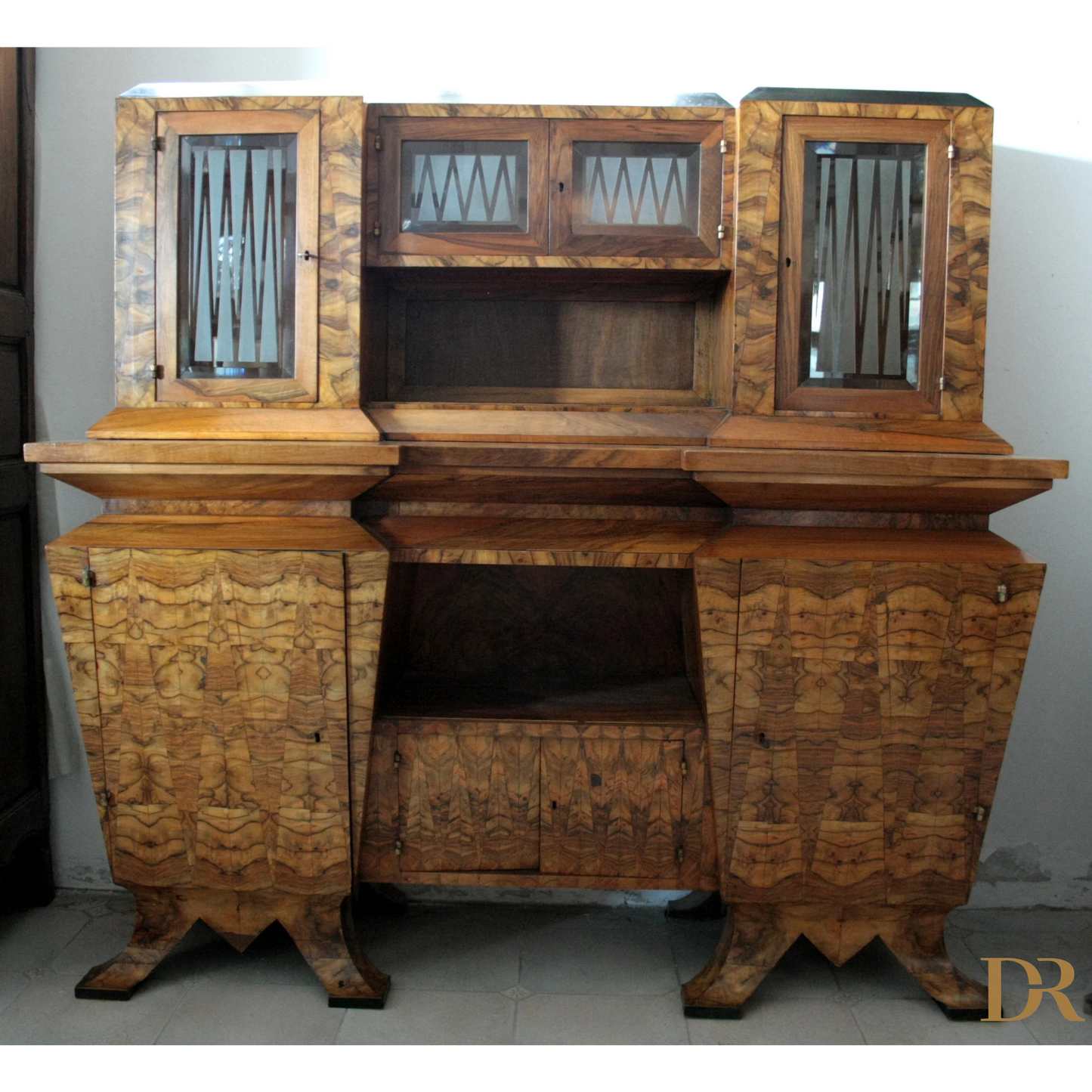 Armadio Art Deco a due corpi, dimensioni corpo, realizzato per il ministro Bottai