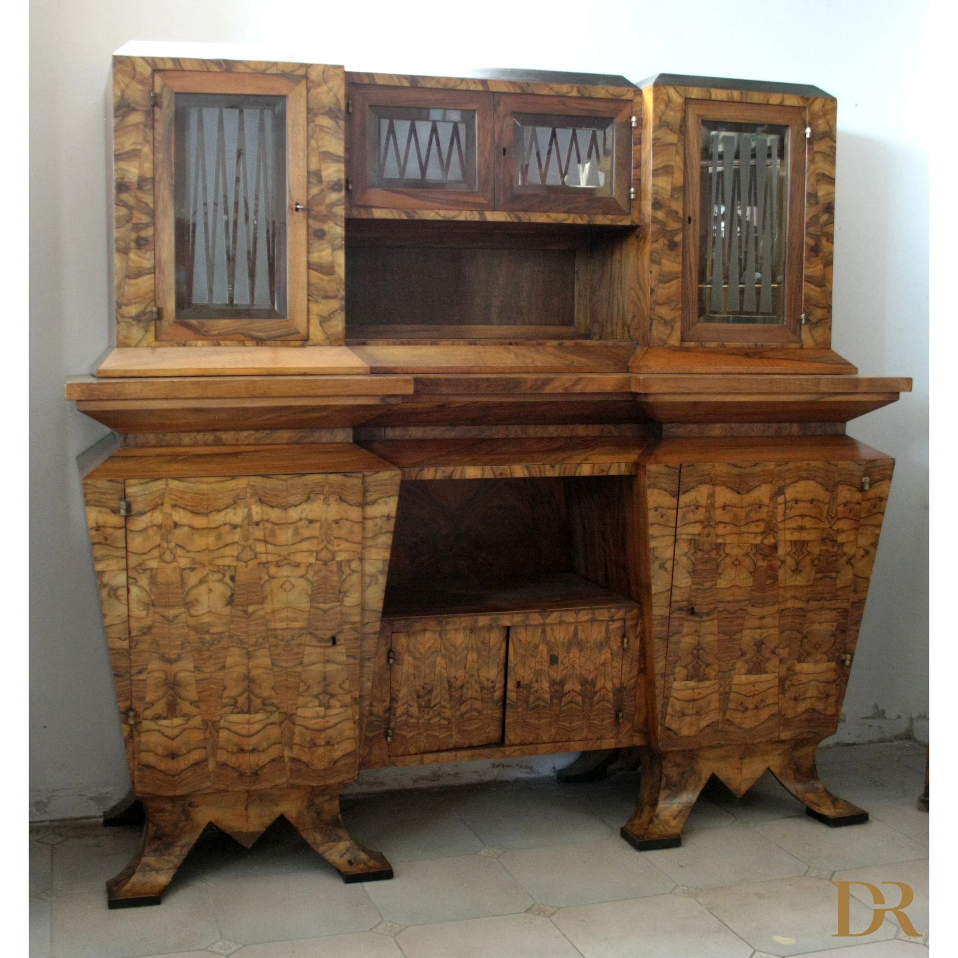 Credenza due corpi Art Decò Italia Roma, realizzata per il ministro Bottai 1933