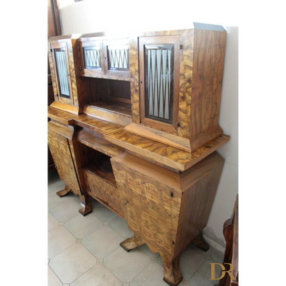 Credenza due corpi Art Decò in legno, dimensioni corpo, realizzata per il ministro Bottai