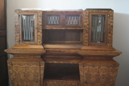 Credenza due corpi Art Decò con vetri per il ministro Bottai, dimensioni corpo Roma