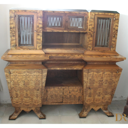 Credenza due corpi Art Decò Italia Roma con mobile in legno e ante di vetro