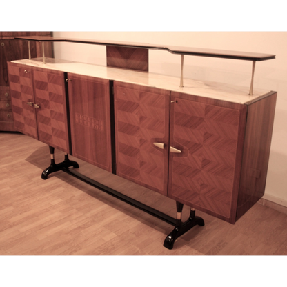 Credenza mid-century Dassi | Mobile Bar Consolle Vittorio Dassi Cecchini Dario Raia Antiquariato Modernariato Vintage anni 50 anni 60 anni 70 console TV multimediale credenza bar multimediale credenza bar TV credenza bassa in rovere laccatura nera maniglie ottone mid-century modern Mobile in legno di noce mobile TV in noce Mobili antichi Mobili da pranzo Mobili nuovi per la casa Mobili per la casa nuova Mobili per sala studio modernariato originale ottone palissandro radica di noce restaurata