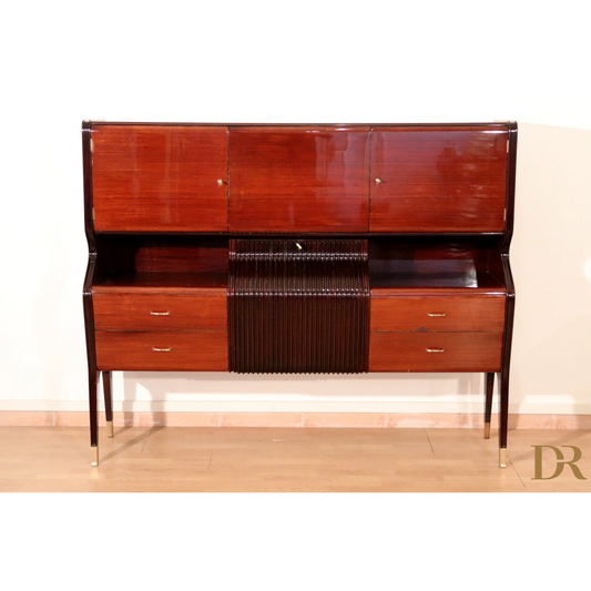 Credenza di metà secolo di Osvaldo Borsani, mogano, palissandro, acero, Italia, anni '50