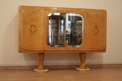 Mobile bar credenza vittorio dassi anni 50 in legno art deco con ante specchiate credenza mid-century moderna