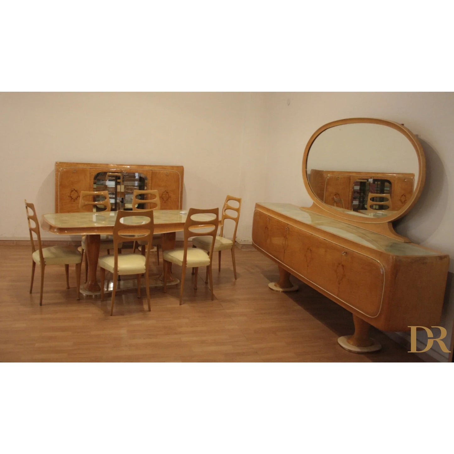 Credneza mid-century moderna in legno con design art deco di vittorio dassi anni 50 da dario raia antiquariato
