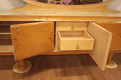 Credenza mid-century moderna di vittorio dassi anni 50 in legno con ante e cassetti aperti proposta da dario raia antiquariato