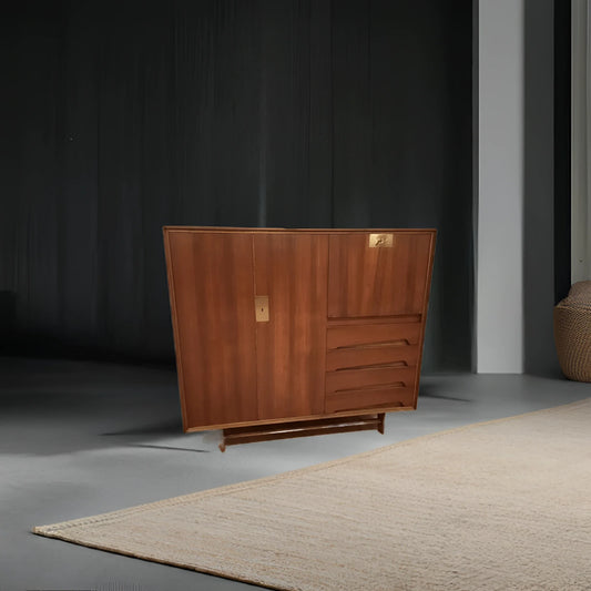 Mobile credenza edmondo palutari in legno con cassetti design 1950 vintage restaurata colore naturale