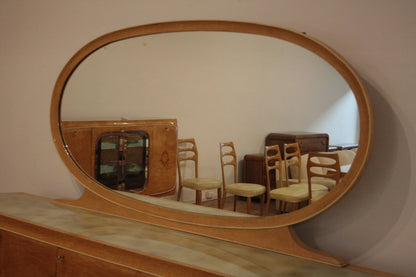 Specchio ovale con cornice in legno vintage credenza mid-century moderna di vittorio dassi anni 50 da dario raia antiquariato