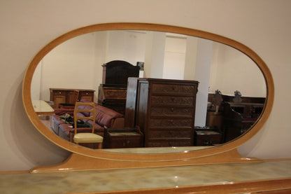 Specchio ovale con cornice in legno della credenza mid-century moderna di vittorio dassi anni 50 da dario raia antiquariato