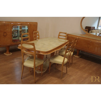 Vintage credenza mid-century moderna di vittorio dassi anni 50 in legno utilizzata come set da pranzo elegante