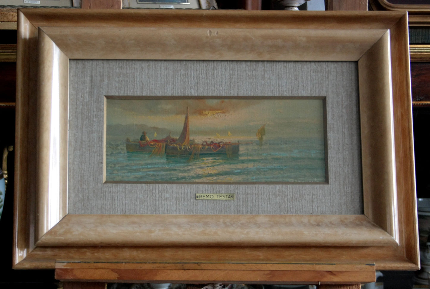 Framed seascape painting from remo testa coppia di paesaggi italiani marino metà del xx secolo italia