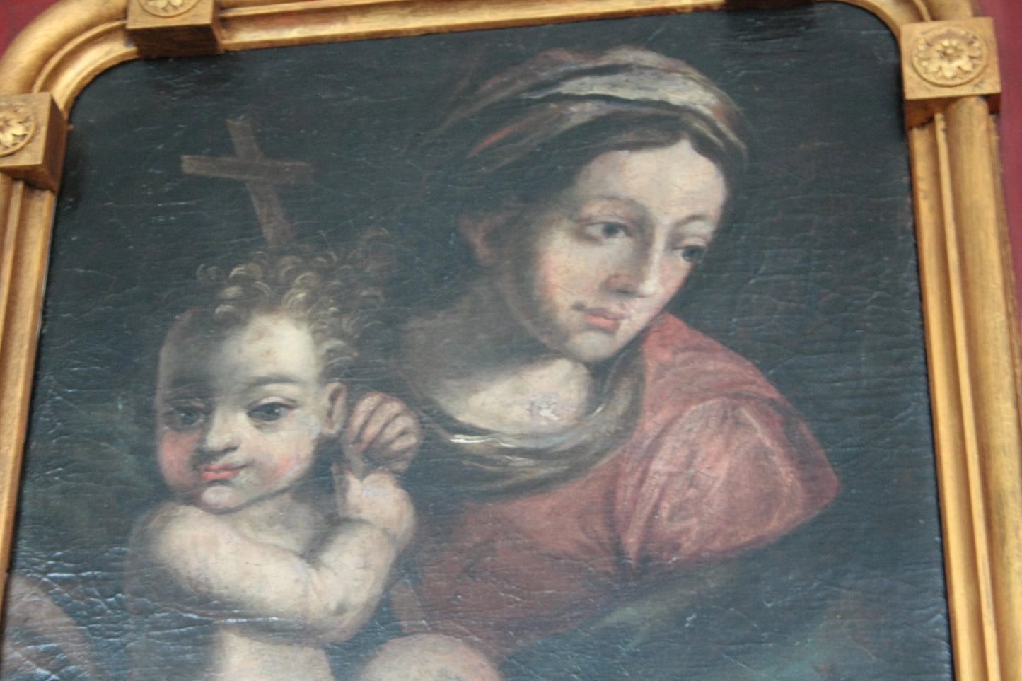 Tela raffigurante madonna con bambino dipinto olio italia settentrionale ultimo decennio xvi secolo incorniciato