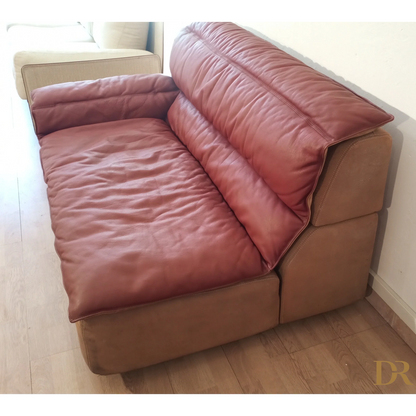Divano Bogo in pelle e pelle scamosciata, antiquariato modernariato vintage, 1970