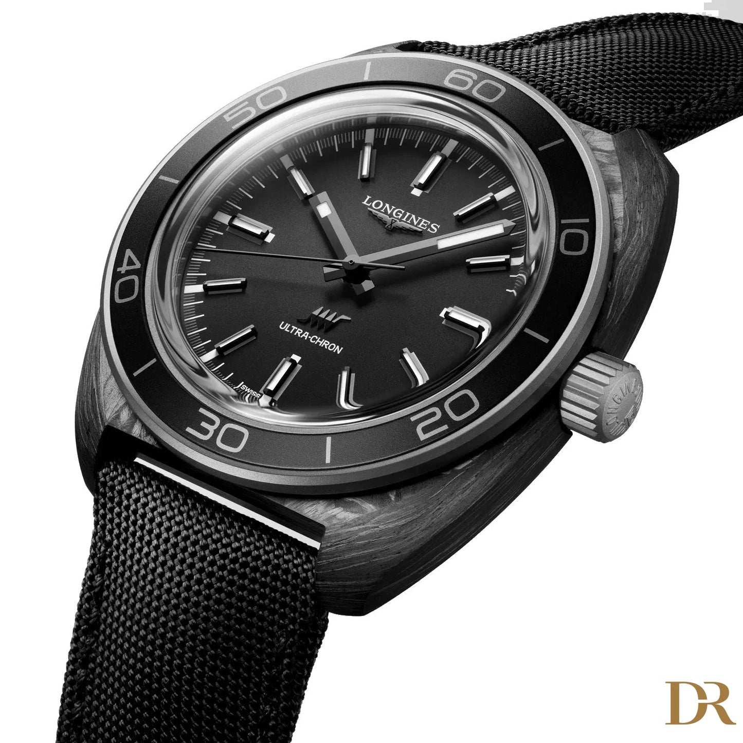 Longines orologio Ultra‑Chron Carbon 43mm antracite automatico titanio e carbonio L2.839.4.52.2