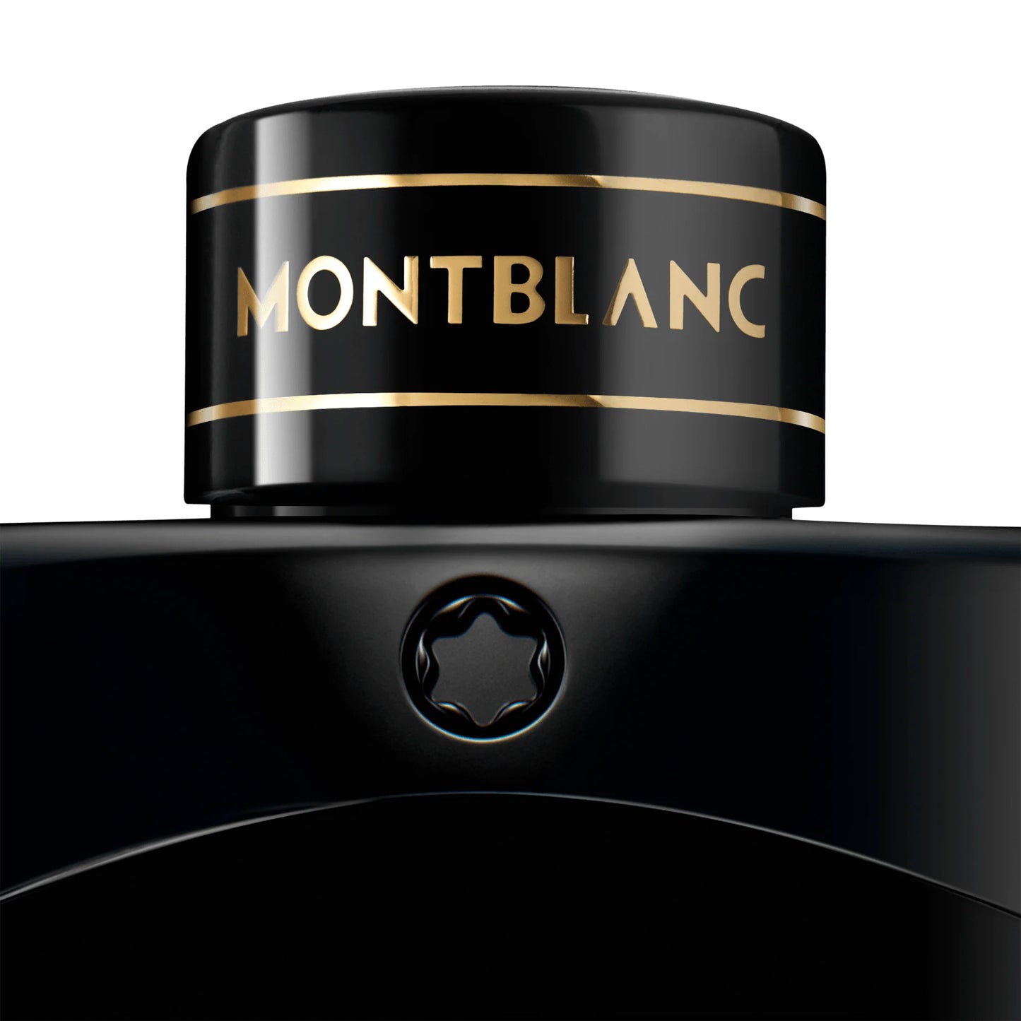 Bottiglia nera di montblanc legend eau de parfum 50ml con finitura lucida e scritte dorate elegante e raffinata