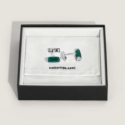 Montblanc gemelli starwalker polargreen verdi in malachite con dettagli in metallo argento della collezione starwalker polargreen