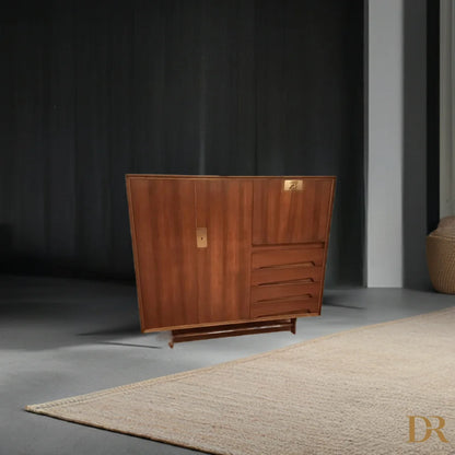 Credenza Edmondo Palutari restaurata in legno con cassetti, stile vintage antico