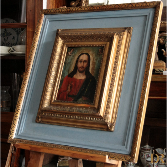 Icona ortodossa Cristo Pantocratore XVIII secolo area russa in cornice