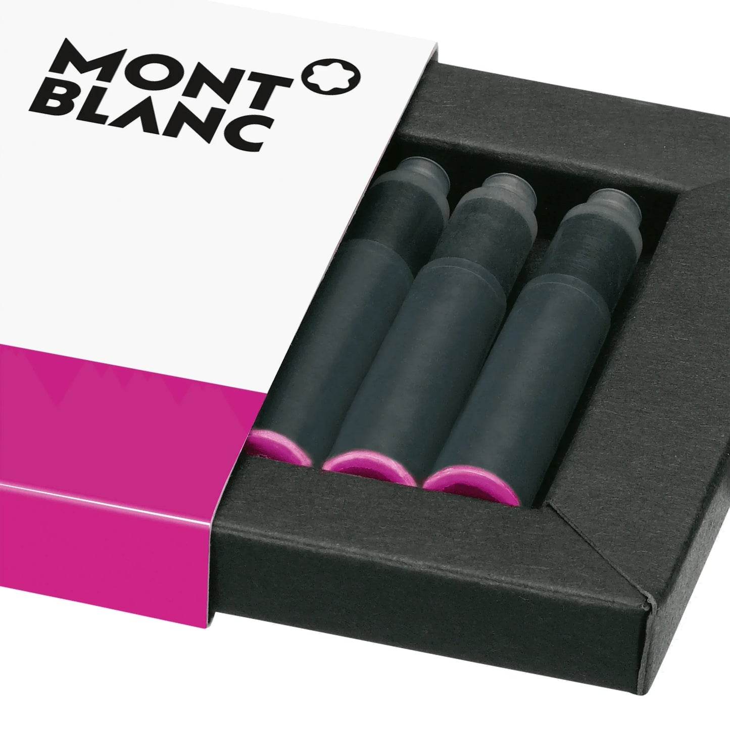 Montblanc inchiostro in cartucce 8 pezzi pop pink rosa shocking in confezione nera con tubi ricarica grigio scuro e tappi rosa