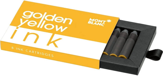 Montblanc inchiostro in cartucce 8 pezzi golden yellow giallo 112724 in confezione nera e arancione elegante