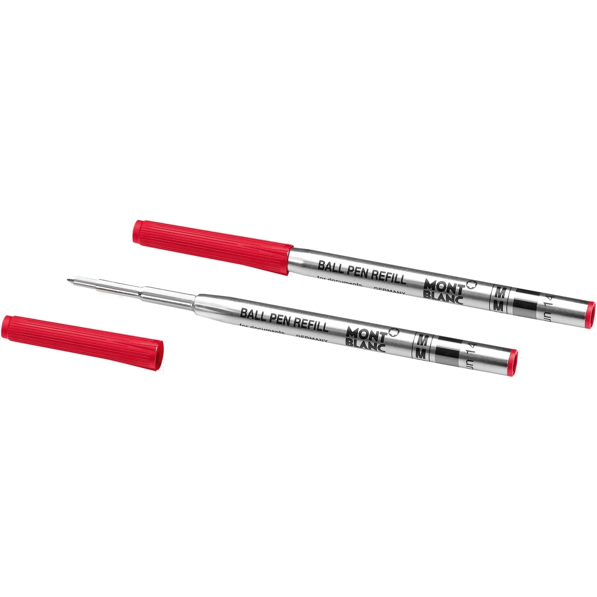 Refill per penna a sfera montblanc punta m rosso modena con corpo metallico argento e custodia rossa