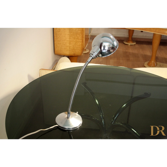 Lampada da tavolo vintage cromata in metallo cromato, perfetta per casa e design italiani